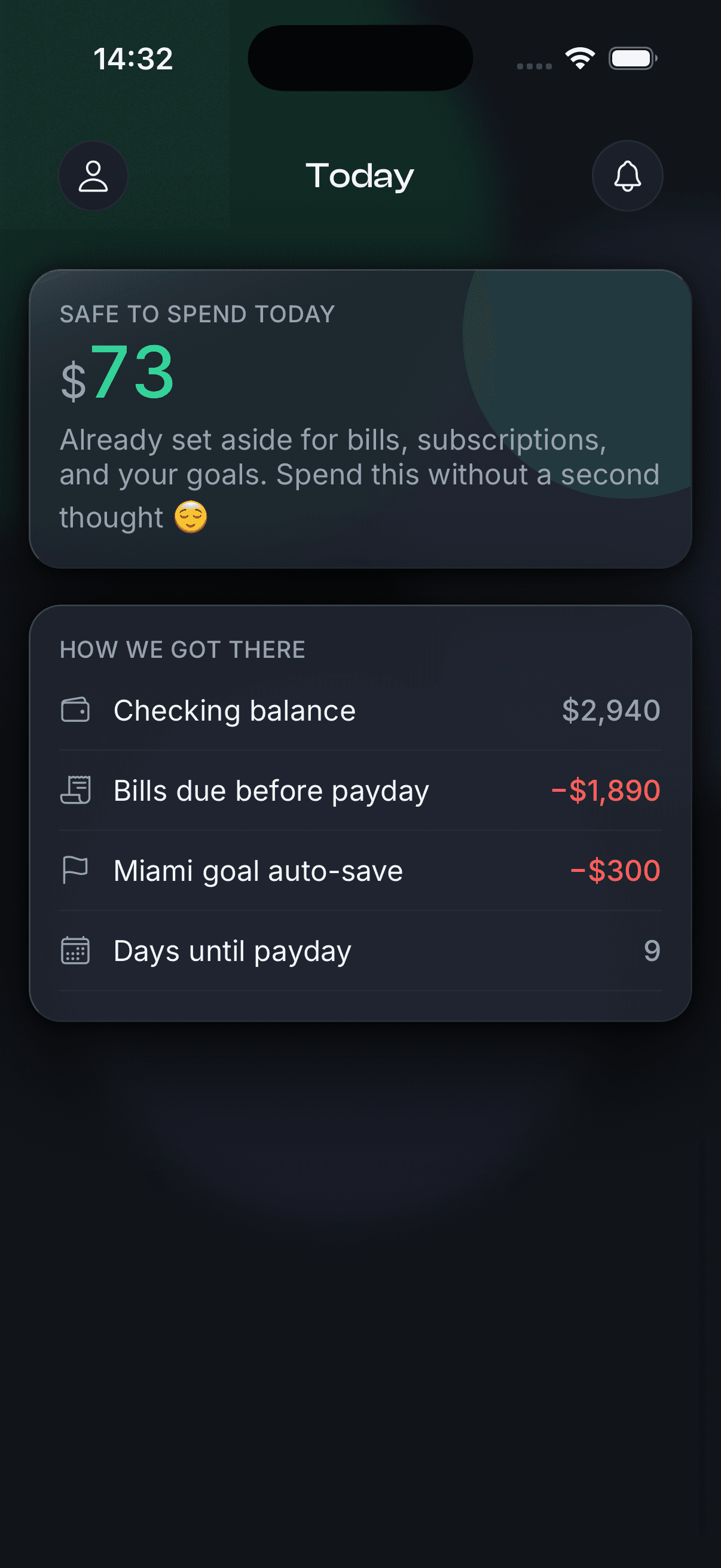 Safe to spend today